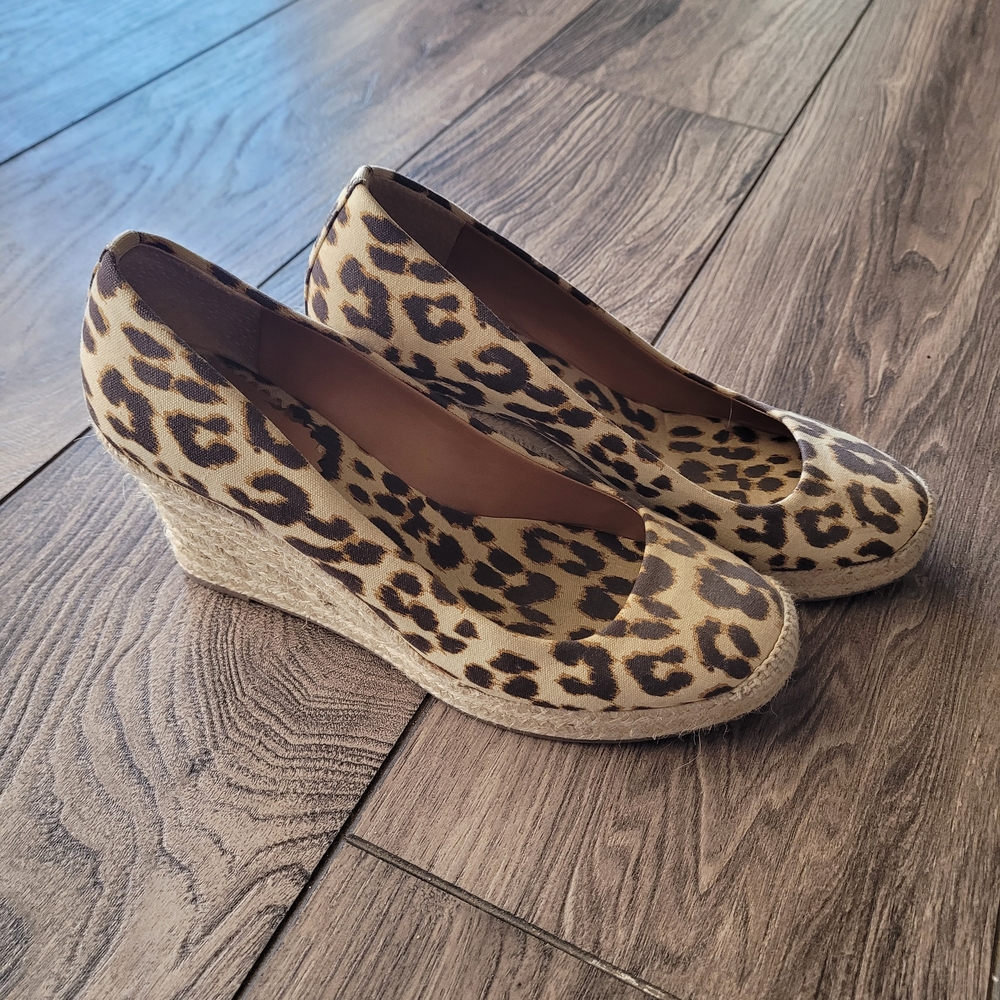J. Crew Animal Print Wedge Espadrilles